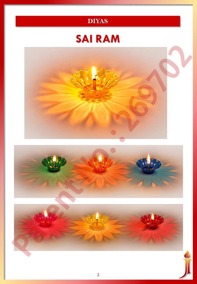 3D Reflective Shadow Diyas for Diwali Decoration | Pack of 12 |Dipawali Diya | Transparent Oil and Water Diya Deepawali Decoration Diya (MULTICOLOUR)